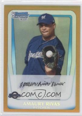 2011 Bowman - Chrome Prospects - Gold Refractor #BCP27 - Amaury Rivas /50