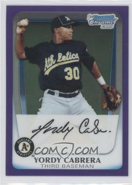 2011 Bowman - Chrome Prospects - Purple Refractor #BCP97 - Yordy Cabrera /700