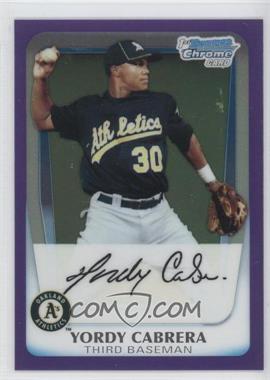 2011 Bowman - Chrome Prospects - Purple Refractor #BCP97 - Yordy Cabrera /700