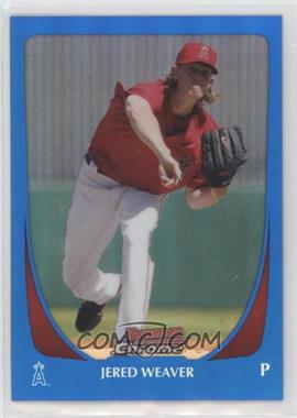 2011 Bowman Chrome - [Base] - Blue Refractor #140 - Jered Weaver /150 [EX to NM]