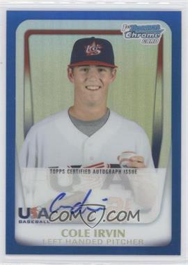 2011 Bowman Chrome - USA 18U National Team Refractors - Blue Autographs #18U-13 - Cole Irvin /99