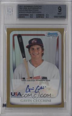 2011 Bowman Chrome - USA 18U National Team Refractors - Gold Autographs #18U-3 - Gavin Cecchini /50 [BGS 9 MINT]