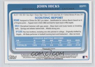 2011 Bowman Draft Picks & Prospects Chrome Draft Picks #BDPP1 - John Hicks - Courtesy of COMC.com