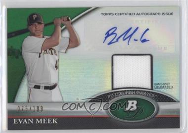 2011 Bowman Platinum - Autograph Relic Refractor - Green #BAR-EM - Evan Meek /199