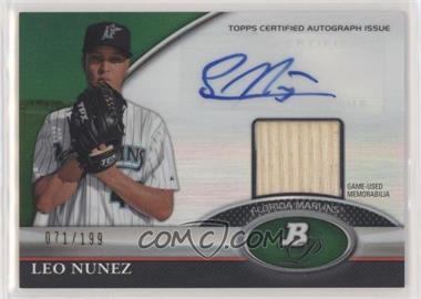 2011 Bowman Platinum - Autograph Relic Refractor - Green #BAR-LN - Leo Nunez /199