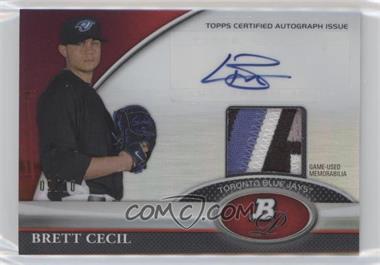 2011 Bowman Platinum - Autograph Relic Refractor - Red #BAR-BC - Brett Cecil /10