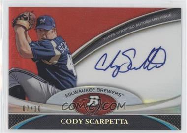 2011 Bowman Platinum - Prospect Autographs - Red Refractor #BPA-CS - Cody Scarpetta /10
