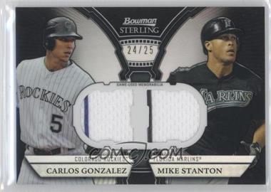 2011 Bowman Sterling - Box Loader Dual Relics - Black Refractor #DRB-GS - Carlos Gonzalez, Giancarlo Stanton (Mike Stanton on Card) /25