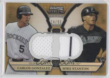 2011 Bowman Sterling - Box Loader Dual Relics - Gold Refractor #DRB-GS - Carlos Gonzalez, Giancarlo Stanton (Mike Stanton on Card) /50