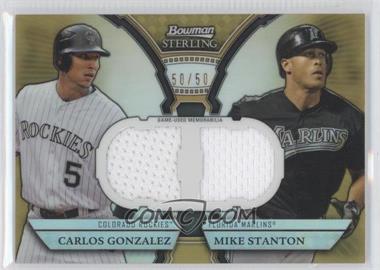 2011 Bowman Sterling - Box Loader Dual Relics - Gold Refractor #DRB-GS - Carlos Gonzalez, Giancarlo Stanton (Mike Stanton on Card) /50