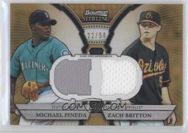 2011 Bowman Sterling - Box Loader Dual Relics - Gold Refractor #DRB-PBR - Michael Pineda, Zach Britton /50
