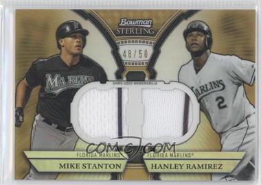 2011 Bowman Sterling - Box Loader Dual Relics - Gold Refractor #DRB-SR - Giancarlo Stanton, Hanley Ramirez (Mike Stanton on Card) /50