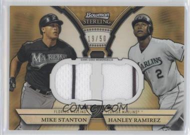 2011 Bowman Sterling - Box Loader Dual Relics - Gold Refractor #DRB-SR - Giancarlo Stanton, Hanley Ramirez (Mike Stanton on Card) /50