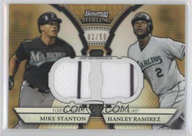 2011 Bowman Sterling - Box Loader Dual Relics - Gold Refractor #DRB-SR - Giancarlo Stanton, Hanley Ramirez (Mike Stanton on Card) /50