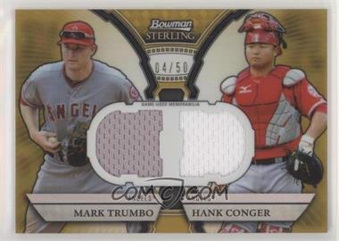 2011 Bowman Sterling - Box Loader Dual Relics - Gold Refractor #DRB-TC - Mark Trumbo, Hank Conger /50