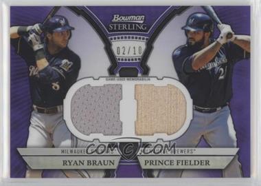 2011 Bowman Sterling - Box Loader Dual Relics - Purple Refractor #DRB-BF - Ryan Braun, Prince Fielder /10