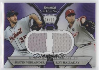 2011 Bowman Sterling - Box Loader Dual Relics - Purple Refractor #DRB-VH - Justin Verlander, Roy Halladay /10