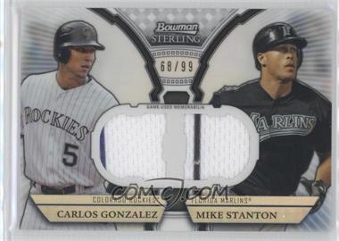 2011 Bowman Sterling - Box Loader Dual Relics - Refractor #DRB-GS - Carlos Gonzalez, Giancarlo Stanton (Mike Stanton on Card) /99