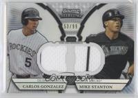 Carlos Gonzalez, Giancarlo Stanton (Mike Stanton on Card) #/99