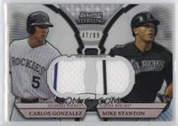 Carlos Gonzalez, Giancarlo Stanton (Mike Stanton on Card) #/99