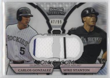 2011 Bowman Sterling - Box Loader Dual Relics - Refractor #DRB-GS - Carlos Gonzalez, Giancarlo Stanton (Mike Stanton on Card) /99