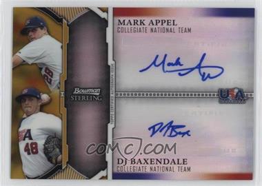 2011 Bowman Sterling - Dual Autographs - Gold Refractor #USDA-AB - Mark Appel, D.J. Baxendale /50