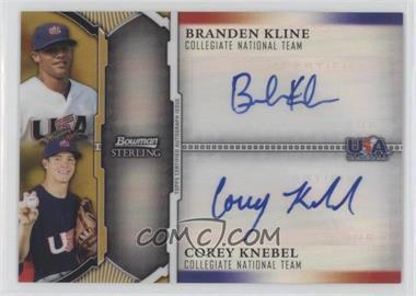 2011 Bowman Sterling - Dual Autographs - Gold Refractor #USDA-KK - Branden Kline, Corey Knebel /50