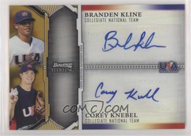 2011 Bowman Sterling - Dual Autographs - Gold Refractor #USDA-KK - Branden Kline, Corey Knebel /50