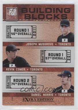 2011 Donruss Elite Extra Edition - Building Blocks Trios #9 - Daniel Norris, Joseph Musgrove, Kevin Comer