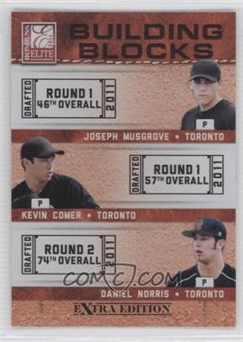 2011 Donruss Elite Extra Edition - Building Blocks Trios #9 - Daniel Norris, Joseph Musgrove, Kevin Comer