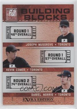 2011 Donruss Elite Extra Edition - Building Blocks Trios #9 - Daniel Norris, Joseph Musgrove, Kevin Comer