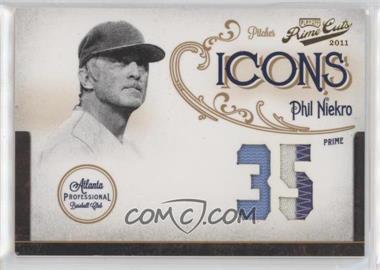 2011 Playoff Prime Cuts - Icons - Jersey Number Materials Prime #28 - Phil Niekro /25 [EX to NM]