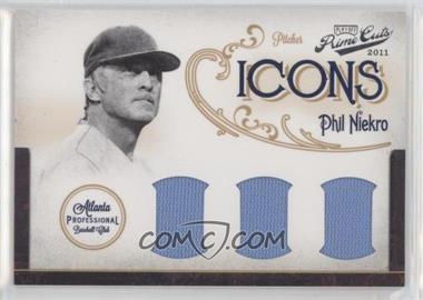 2011 Playoff Prime Cuts - Icons - Trios Materials #28 - Phil Niekro /25