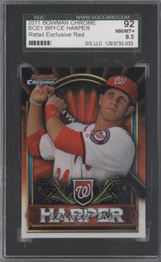 2011 Topps Bowman Chrome Exclusive - [Base] - Topps Value Box Red #BCE1 - Bryce Harper [SGC 92 NM/MT+ 8.5]