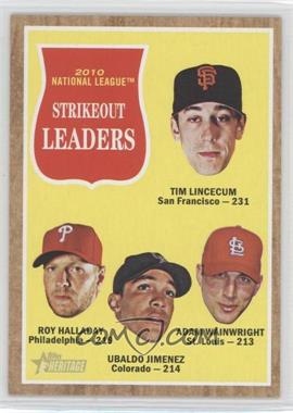 2011 Topps Heritage - [Base] #60 - League Leaders - Tim Lincecum, Roy Halladay, Ubaldo Jimenez, Adam Wainwright