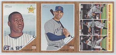 2011 Topps Heritage - Boxloader Ad Panel #CPS - Jose Ceda, Carlos Pena, Ichiro Suzuki