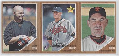 2011 Topps Heritage - Boxloader Ad Panel #RBB - Cody Ross, Brandon Beachy, Bruce Bochy