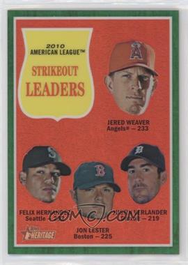 2011 Topps Heritage - Chrome - Green Refractor #C14 - League Leaders - Jered Weaver, Felix Hernandez, Jon Lester, Justin Verlander