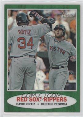 2011 Topps Heritage - Chrome - Green Refractor #C71 - Red Sox Rippers (David Ortiz, Dustin Pedroia)