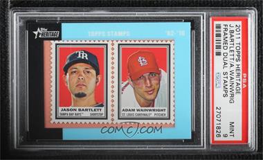 2011 Topps Heritage - Encased Stamps #JBAW - Jason Bartlett, Adam Wainwright /62 [PSA 9 MINT]