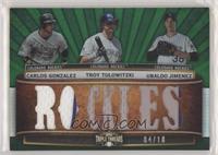 Carlos Gonzalez, Troy Tulowitzki, Ubaldo Jimenez #/18