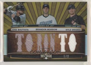 2011 Topps Triple Threads - Relic Combos - Gold #TTRC-29 - Jose Bautista, Brandon Morrow, Kyle Drabek /9