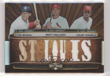 2011 Topps Triple Threads - Relic Combos - Sepia #TTRC-58 - Stan Musial, Matt Holliday, Colby Rasmus /27