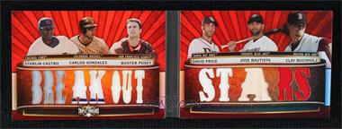 2011 Topps Triple Threads - Relic Double Combos - Ruby #TTRDC-16 - Starlin Castro, Carlos Gonzalez, Buster Posey, David Price, Jose Bautista, Clay Buchholz /36