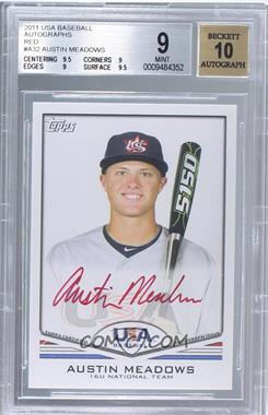 2011 Topps USA Baseball Team - Autographs - Red Ink #USA-A32 - Austin Meadows /99 [BGS 9 MINT]