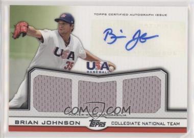 2011 Topps USA Baseball Team - Triple Relics - Autographs #ATR-BJ - Brian Johnson /214