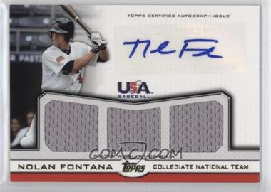 2011 Topps USA Baseball Team - Triple Relics - Gold Autographs #ATR-NF - Nolan Fontana /10