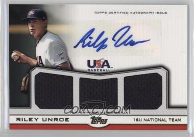 2011 Topps USA Baseball Team - Triple Relics - Gold Autographs #ATR-RU - Riley Unroe /10