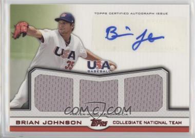 2011 Topps USA Baseball Team - Triple Relics - Red Autographs #ATR-BJ - Brian Johnson /25