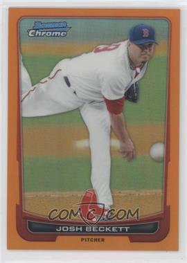 2012 Bowman Chrome - [Base] - Orange Refractor #15 - Josh Beckett /25